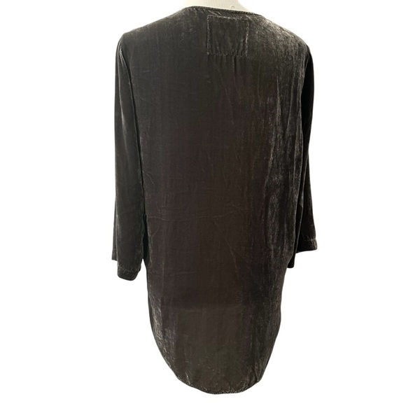 Embroidered Johnny Was Gray Blue and Coral Pink Women's Velvet Top - Picture 6 of 16